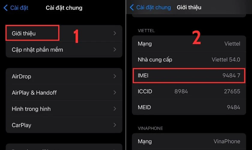 Nhấn v&agrave;o mục Giới thiệu